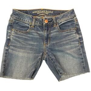 American Eagle Outfitters Womens Stretch Shortie Blue Denim Jean Shorts Size 2‍